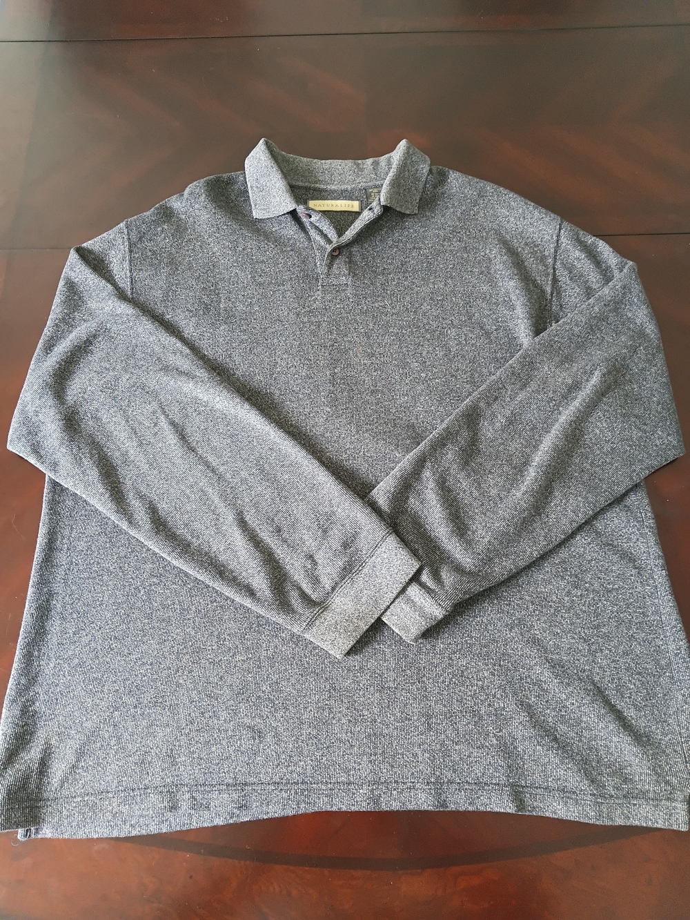 NATURALIFE Men's Gray Vintage Long-Sleeve 1/4 Button Henley Shirt Size XXL